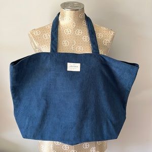 Sézane Velvet Tote Bag in Saffron Blue